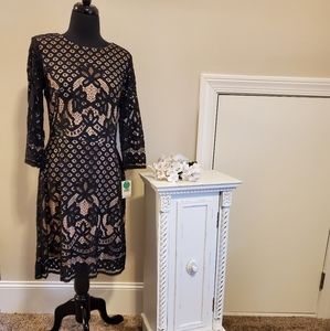 Danny & Nicole Nude and Black Lace Dress